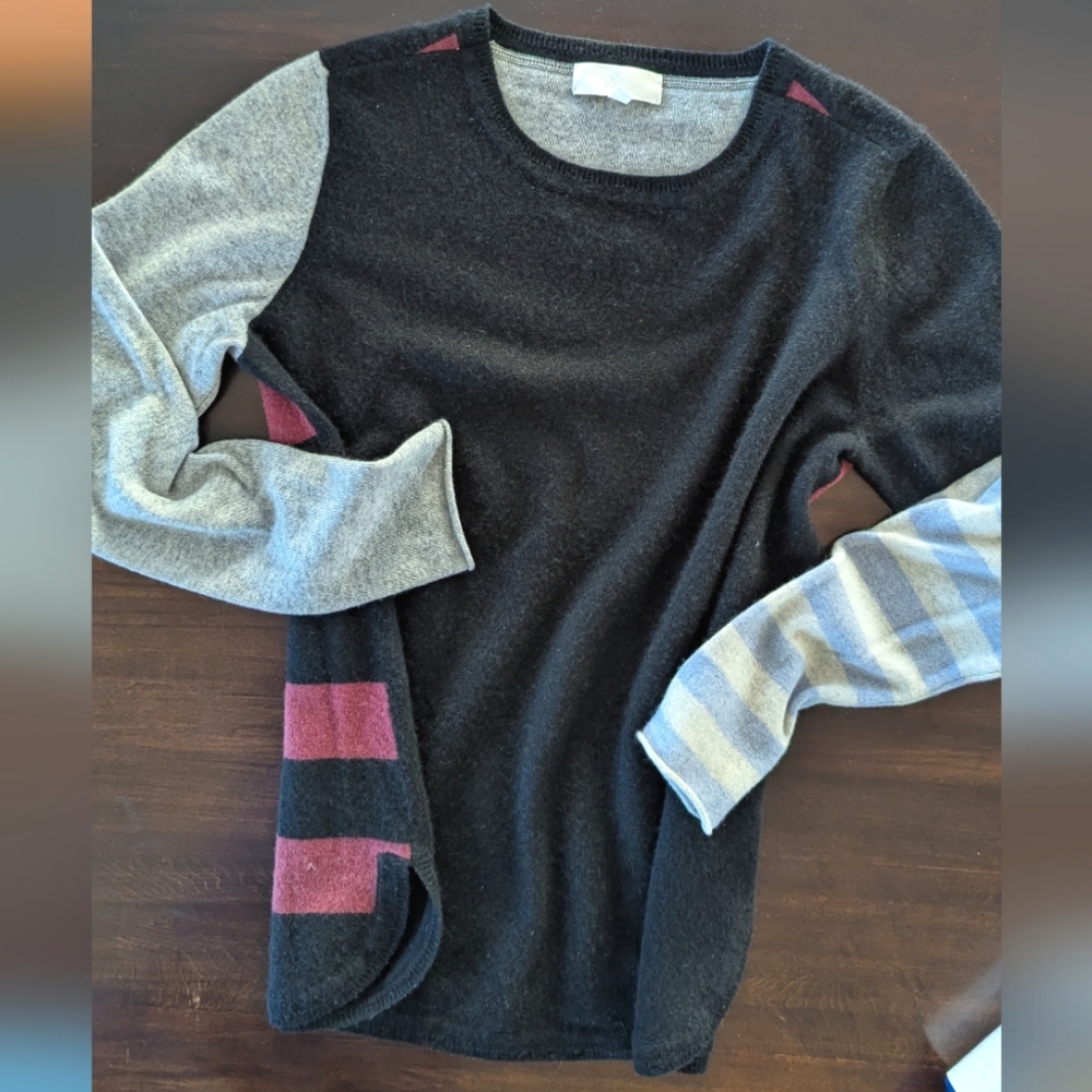 TT Cashmere Breton Striped Crewneck Pullover Sweater Women's M